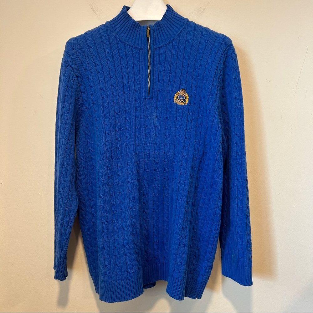 Lauren Ralph Lauren Cable knit quarter zip women’s Size 3X Blue long sweater